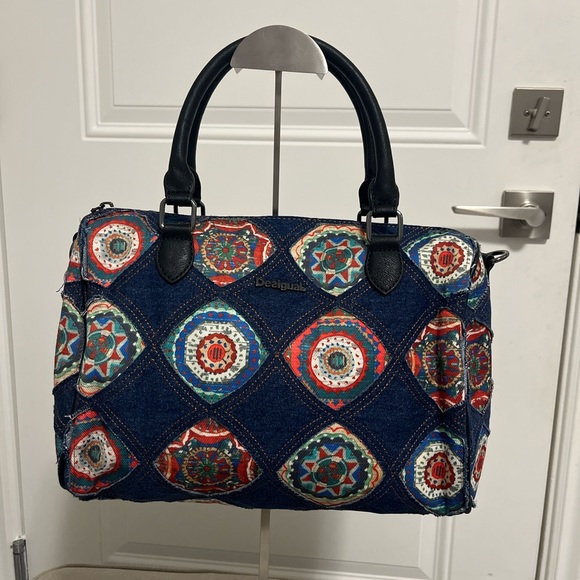 Desigual Women’s Denim Patchwork Bowling Bag - Picture 1 of 10